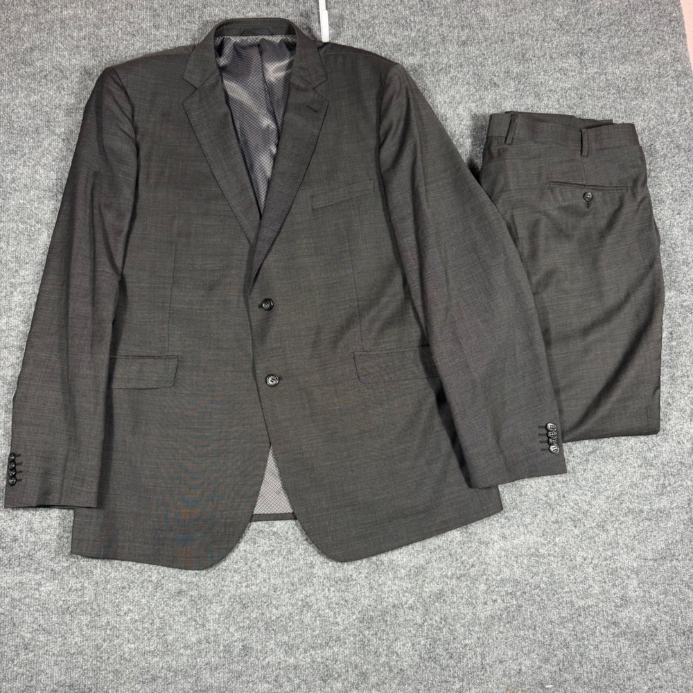 Zanetti Suit 2pc Mens 44R/50R Charcoal Grey 100%‎ Wool Classic 44x30 Italy EUC